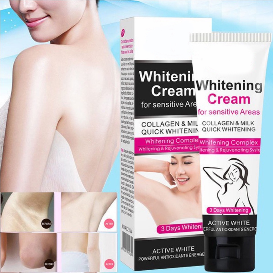 Face Body Whitening Cream Bleach Lighten Brighten Moisturizing Lotion for Underarm Armpit Knee Elbow Buttock Arms Legs Hands Chest Dark Black Skin Whitening 50ml