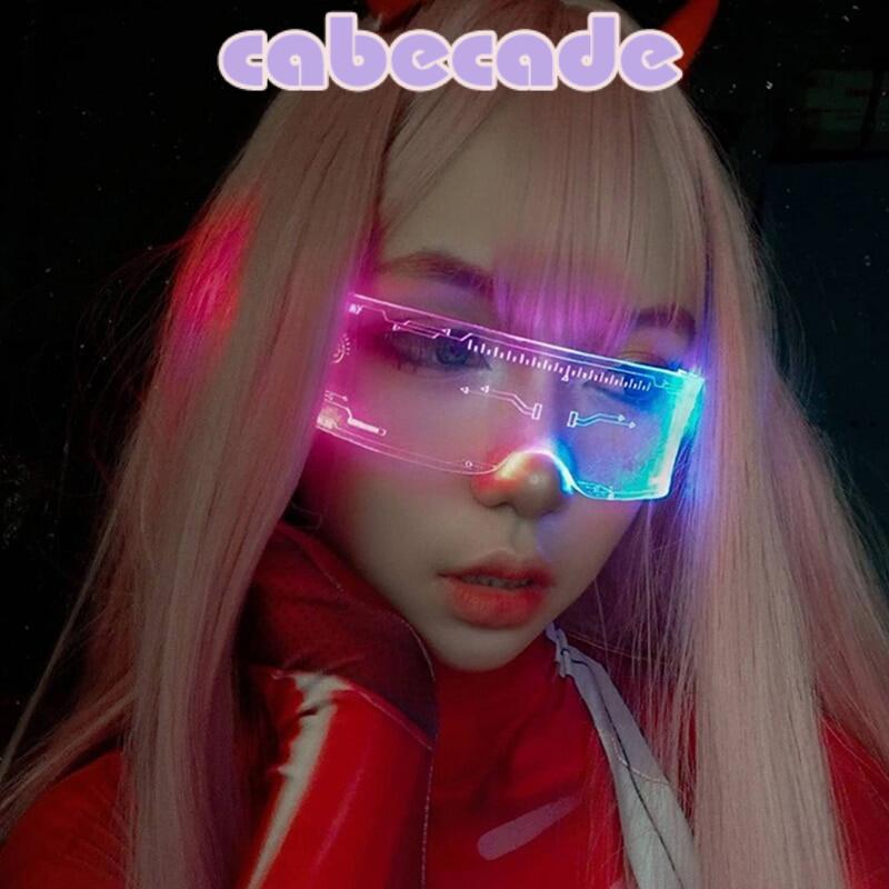 Cabecade LED Luminous Sunglasses Vintage Punk Goggles Men Women Fashion Party Christmas Colorful Light Up Glasses Shades UV400