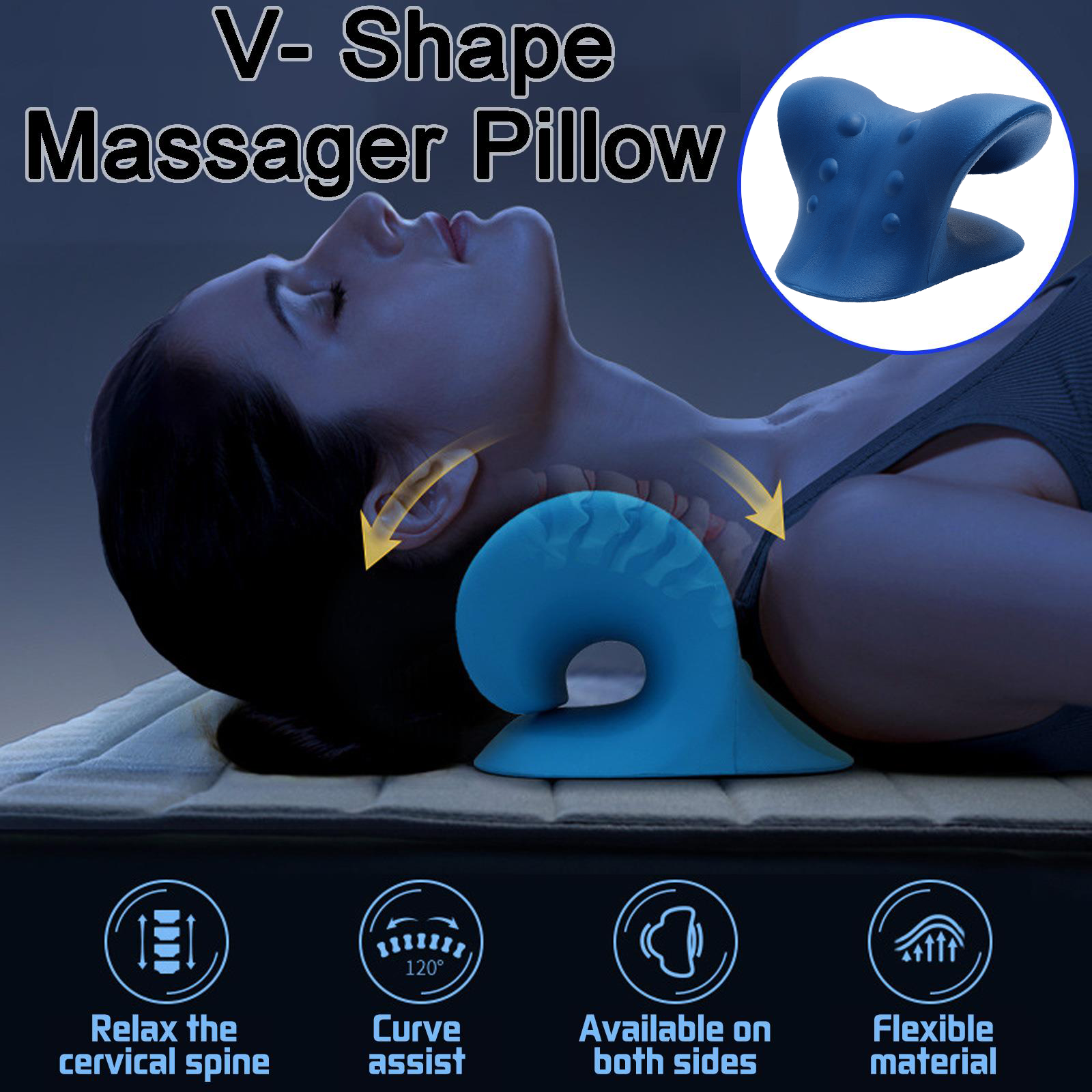?【SG READY STOCK】? Korean C Rest Gravity Neck Massager Pillow Posture Corrector Neck Shoulder Stretcher Traction 按摩枕