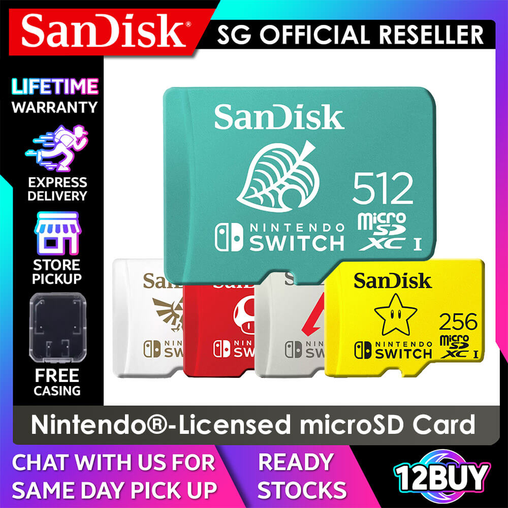 SanDisk Nintendo Switch microSD Card 4k U3 V30 UHS-I C10 100MB/s Read Speed 90MB/s Write Speed 64GB 128GB 256GB 512GB QXAT QXAO 12BUY.MEMORY