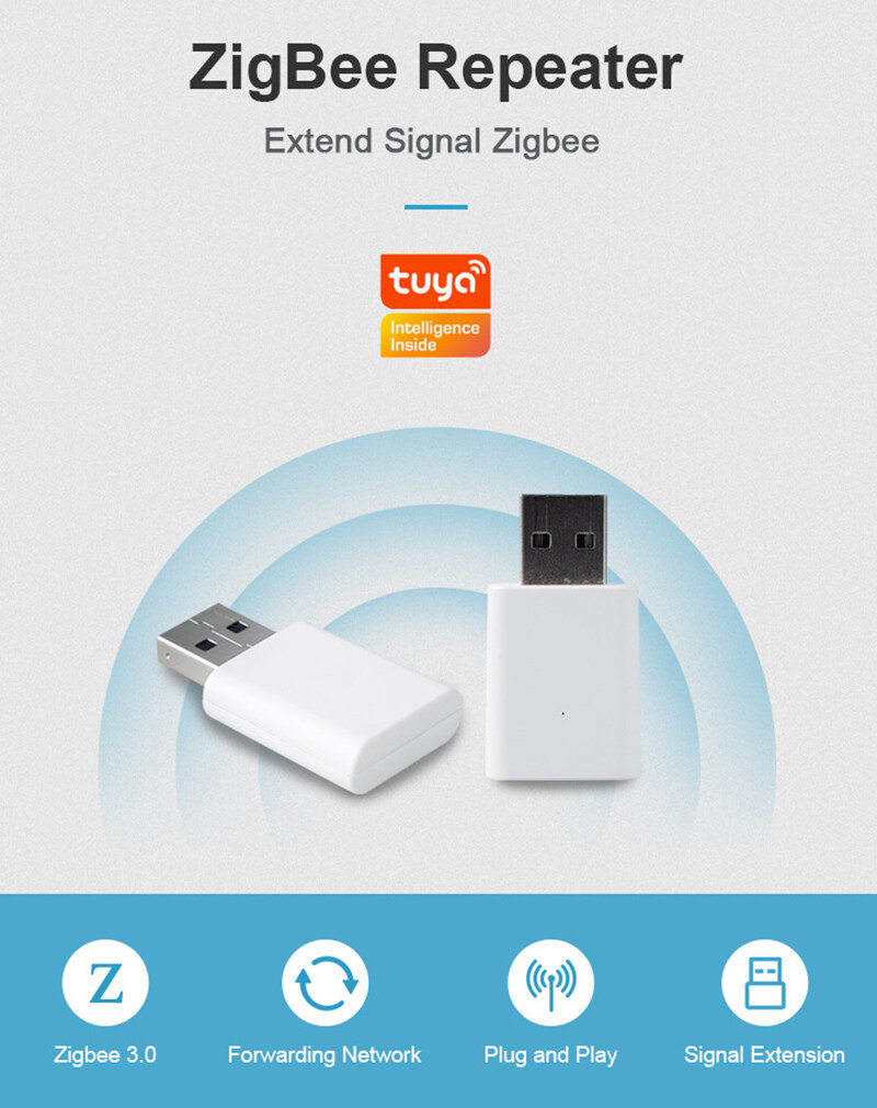 Tuya USB Smart Zigbee Signal Repeater Zigbee Extender For Zigbee Sensors Expand 20-30M Compatible Zigbee