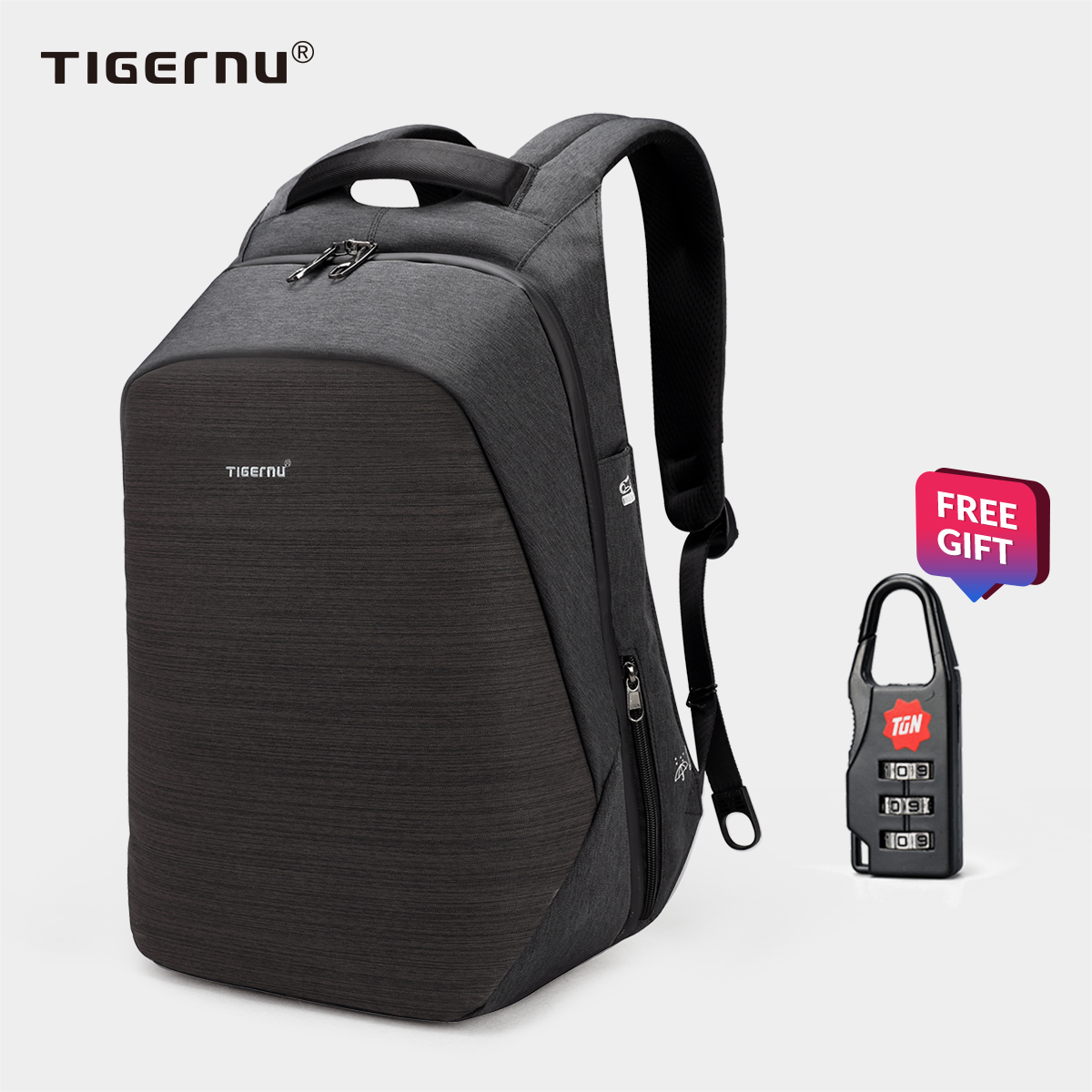 Tigernu anti theft backpack New Design Anti-theft Waterproof Laptop Backpack Fanshion Men Bags USB Charging Port Business Backpack for Men - intl